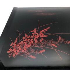 ss8026　耕州作 折敷 5枚セット 38×28cm 長方形 長角 黒 漆器 懐石道具 和食器 木製 お膳 配膳 敷物 お盆 トレー マット おしき 折敷 中古の画像