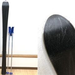 ss8030　エラン ジュニアスキー 3点セット 130cm 黒×赤 elan INTEGRA スキー板 ビンディング ストック カービングスキー スキー板 金具付き ジュニア用スキーセット 中古の画像