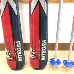 ss8030　エラン ジュニアスキー 3点セット 130cm 黒×赤 elan INTEGRA スキー板 ビンディング ストック カービングスキー スキー板 金具付き ジュニア用スキーセット 中古の画像