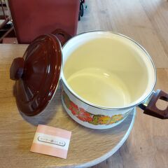 サンコー 深型鍋 レトロ ホーロー鍋 両手鍋　/UJ-1386 2Fの画像