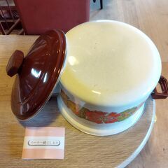 サンコー 深型鍋 レトロ ホーロー鍋 両手鍋　/UJ-1386 2Fの画像