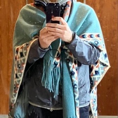 【12/14まで】ポンチョ マフラー ストール グリーン系の画像