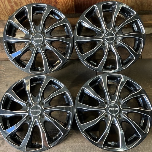 アルミホイール15インチ4.5J  4本／100-4H +48／BS BALMINUM A5004