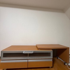 大型家具 拡張機能/収納付き テレビ台 木目調の画像