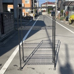 f●■ルミナス・スチールラック/黒・キャスター付き・91×46×157.5cmの画像