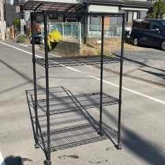 f●■ルミナス・スチールラック/黒・キャスター付き・91×46×157.5cmの画像