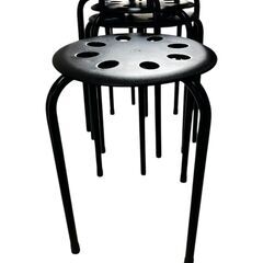 【本日限り】スチール製 スタッキングスツール 4脚セット ブラックの画像