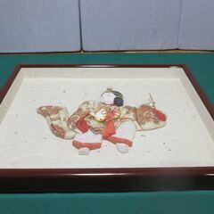 和人形 壁掛け 額飾り 2点セット 縁起物 招福 ペア飾り 日本人形 工芸品の画像