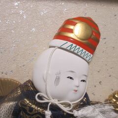 和人形 壁掛け 額飾り 2点セット 縁起物 招福 ペア飾り 日本人形 工芸品の画像