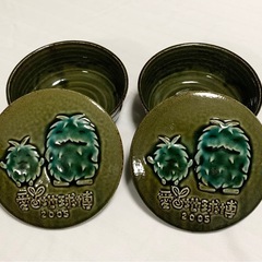 【美品・希少】愛・地球博 モリゾー&キッコロ 蓋付き瀬戸焼き丼　2個の画像