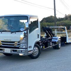 【K-0037】いすゞ　エルフ　NPR88YN　セルフローダー 　フルフラット　花見台　ウインチ付 H30　車検付　3150kg　メッキパーツ　茨城県の画像