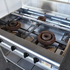 ≪yt1317ジ≫ 北沢産業 3口ガスコンロ 都市ガス用 リユースストレージ仙台 60407-10の画像