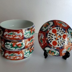 前畑陶器　庫山窯　三段重箱　蓋付き重ね鉢　古伊万里紋　金彩　未使用　柘榴　鳳凰の画像