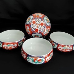 前畑陶器　庫山窯　三段重箱　蓋付き重ね鉢　古伊万里紋　金彩　未使用　柘榴　鳳凰の画像