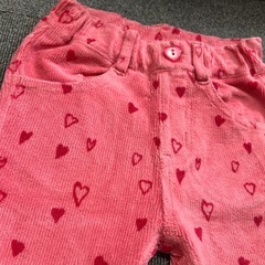 110cm♡ハート柄 コーデュロイパンツ ピンクの画像