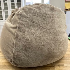 【中古品】ビーズクッション 正方形 冬用 もこもこ ソファー 1人用 ファー ベージュ ブラウン系 生活家具の画像