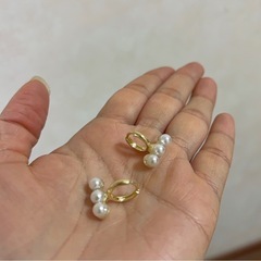 ローズゴールド フープピアスの画像