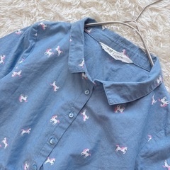 【極美品】　H&M　エイチアンドエム　ユニコーン柄タンガリーシャツワンピースの画像