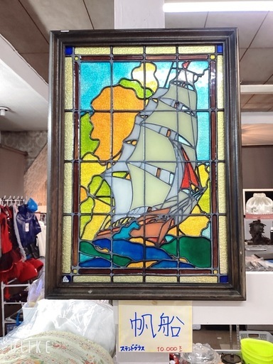 ステンドグラスパネル　帆船