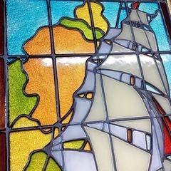 ステンドグラスパネル　帆船の画像