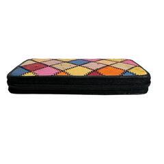 オーストリッチ LB-5055 長財布 マルチカラー  ostrich パッチワーク 黒ステッチの画像