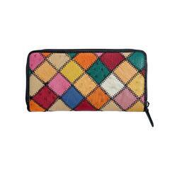 オーストリッチ LB-5055 長財布 マルチカラー  ostrich パッチワーク 黒ステッチの画像