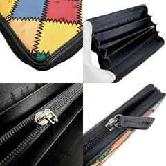 オーストリッチ LB-5055 長財布 マルチカラー  ostrich パッチワーク 黒ステッチの画像