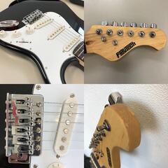 ☆【PLAYTECH ギター アンプ セット】エレキギター 黒 白 ブラック ホワイト ストラトキャスター JAMMER Jr プレイテック ギターアンプ 音出し未確認 現状品  全長98㎝ ケース付き 音楽 楽器 中古品(NF251127)303-587の画像