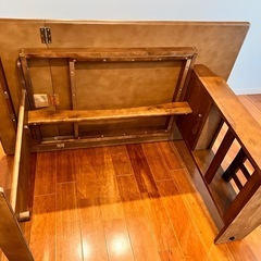 ダイニングテーブル　椅子2脚　ベンチ付き　折りたたみ可能の画像