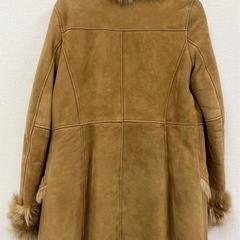 M【中古品】MANI ムートンコート ラムレザー 秋冬 レディース M キャメル ファーコート 2way ロングコートの画像