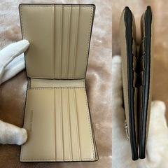 未使用マイケルコースMICHAEL KORSマイケル・コース二つ折り財布 折財布 さいふ サイフ wallet 小銭入れ無 札入れ camel キャメル グレージュ無地ロゴレディースlady's LADYS女性用 ウィメンズwomenの画像