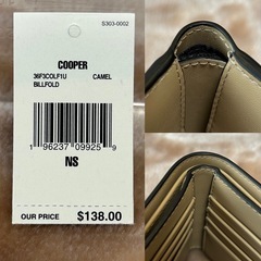 未使用マイケルコースMICHAEL KORSマイケル・コース二つ折り財布 折財布 さいふ サイフ wallet 小銭入れ無 札入れ camel キャメル グレージュ無地ロゴレディースlady's LADYS女性用 ウィメンズwomenの画像