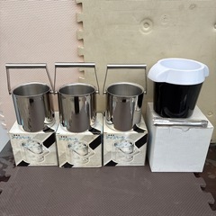 アイスペール4点セット18-8ステンレス3点とプラスチック1点の画像