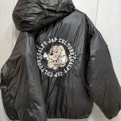 GALFY ガルフィー 中綿ブルゾン 大型犬サイズ ブラック 新品未使用 パファージャケット ビッグシルエット 90s ストリート 刺繍ロゴ フード付き 251127-11Aの画像