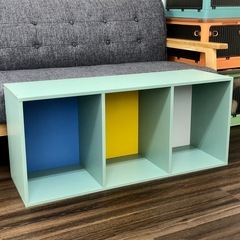 【撮影サンプル品】カラーボックス　カラー:ミックスカラー系（カラフル）　3段ボックス　本棚の画像