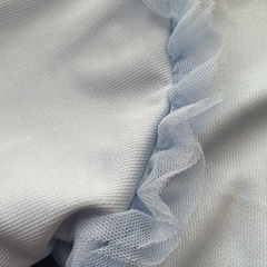 【新品】キッズ 女の子 トレーナー スパンコール 蝶々 フリル 水色　キラキラ蝶々おしゃれ（140/150）の画像