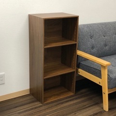 【撮影サンプル品】可動３段カラーボックス　カラー:アッシュブラウン　木目調　3段ボックス　本棚の画像