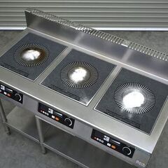  ≪zyt2332ジ≫ タニコー 業務用IHコンロ 3連/3口 三相200V 簡易動作確認済 現状品 中古厨房機器/リユースストレージ仙台 70713-04の画像