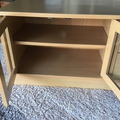 収納庫付木目調テレビ台　(新品に近い)の画像