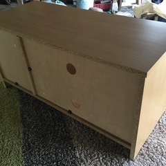 収納庫付木目調テレビ台　(新品に近い)の画像