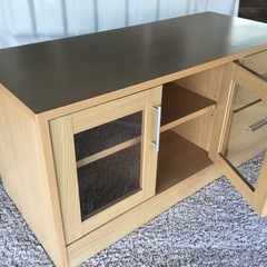 収納庫付木目調テレビ台　(新品に近い)の画像
