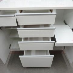 ミドルレンジボード ホワイト 幅120㎝×奥行50㎝×高さ94.5㎝ カップボード キッチンボード エナメル 西岡店の画像