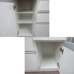 ミドルレンジボード ホワイト 幅120㎝×奥行50㎝×高さ94.5㎝ カップボード キッチンボード エナメル 西岡店の画像