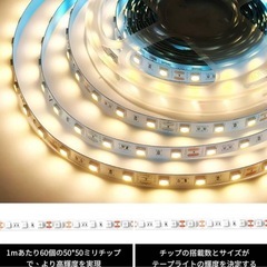 新品未使用品 LEDテープライト 高輝度 60LED 5m カット可能の画像