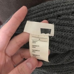 グレーのリブ編み五分袖ニット Mサイズの画像