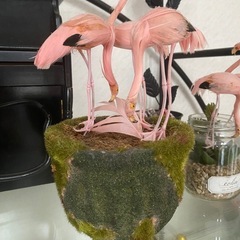 フラミンゴの置物の画像