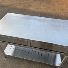 タニコー 業務用 ステンレス製 引出し付き 作業台 バックガードなし W1200 D600 H800 引出し2杯 中古品 ③の画像