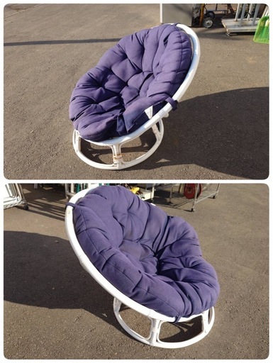 ○ ニトリ リラックスチェア パパサンチェア イス ネイビー×ホワイト