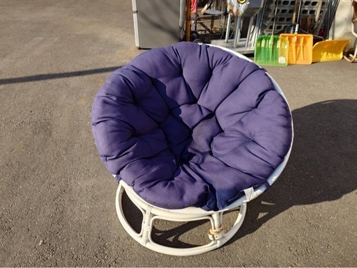 ○ ニトリ リラックスチェア パパサンチェア イス ネイビー×ホワイト