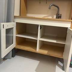 IKEA おままごと キッチン アイボリー 木の画像